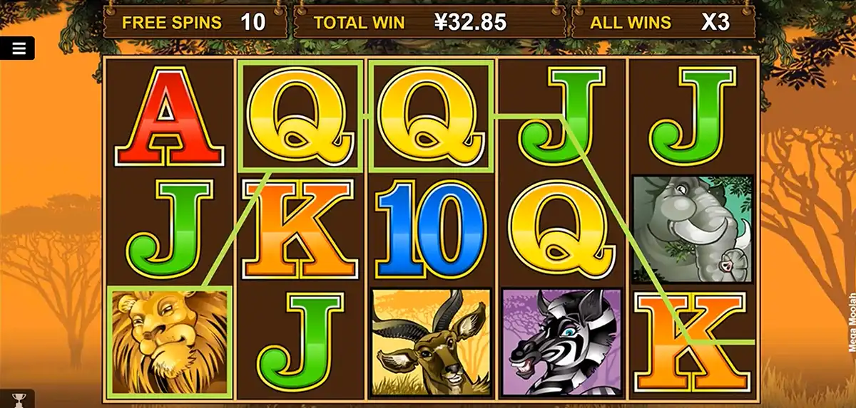 Free spins in the Mega Moolah slot